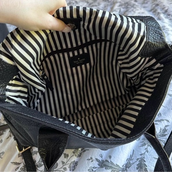 Kate Spade Fold-over Tassel Black Pebbled Leather Bag - Picture 5 of 5